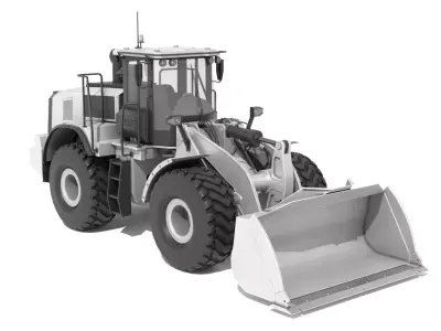 Wheel Loader White Low-poly 3D model