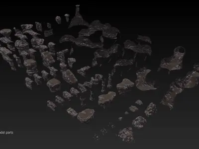Game Ready Cave Interior Tileset 3D model