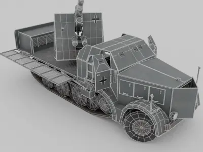 Flak 37 88mm Sfl Low-poly 3D model