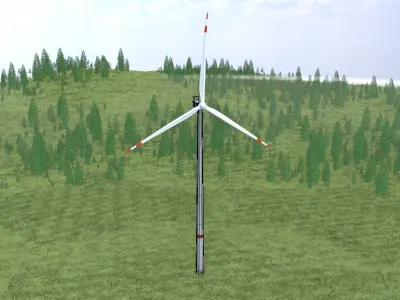 Wind turbine V1 H-175 RD 172 m with animation Low-poly 3D model