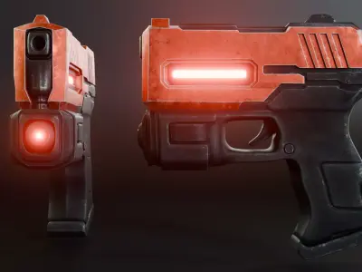 Sci-Fi Laser Pistol PBR Game Ready 3D Model Low-poly 3D model
