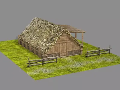 Medieval Viking House 05 Game Ready Low-poly 3D Model Low-poly 3D model