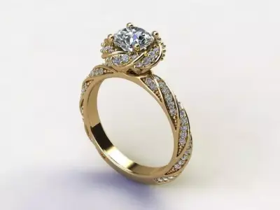 10042 twisted diamond engagement ring 3D print model