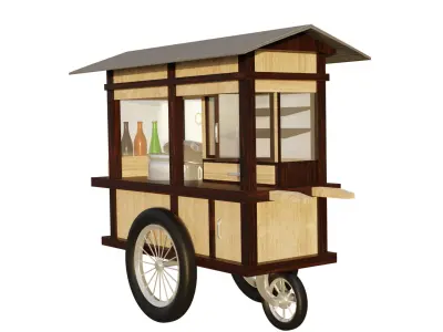STREET VENDOR CART LOW POLY  Low-poly 3D model