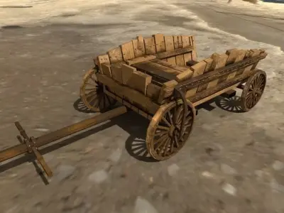 Low Poly Medieval Cart Low-poly 3D model