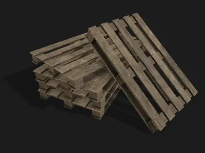 Wooden Pallet Low-poly 3D model 16