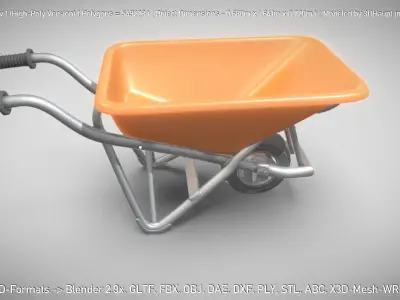 Wheelbarrow 1 High-Poly Version 3D model