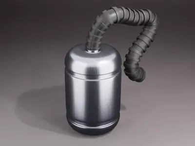 Mechanical - Tank  and Twisted Conduit pipe Low-poly 3D model