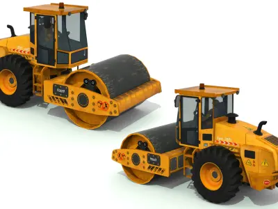 Road roller truck 2 Low-poly 3D model