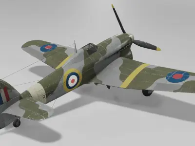 Hawker Typhoon Mk Ia  Fighter Aircraft Low-poly 3D model