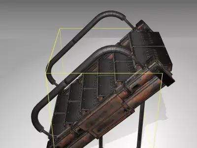 Futuristic Stairs - 8 - Rusty Textures Low-poly 3D model