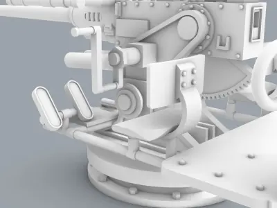 Bofors L60 40mm Low-poly 3D model