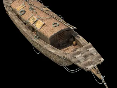 Chinese junk fishing  boat  3D model