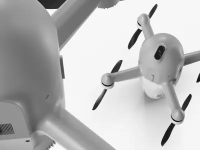  Quadrotor Tactical Drone for Air Defense White Rigged 