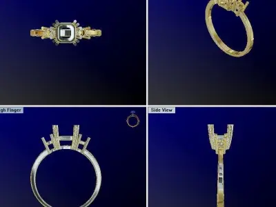 ANTIQUE JEWELRY RING 3 STONES  3D print model