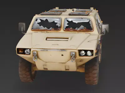 Destroyed Desert APC 3D Model Low-poly 3D model