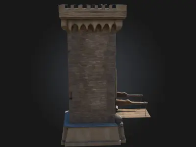 Medieval Tower Gatehouse  Stronghold Entry with Tactical  3D model