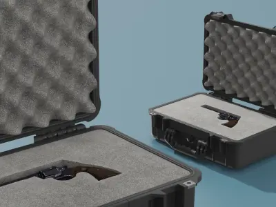 Compact Gun Case with Revolver 3D model