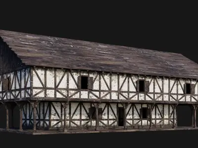 Old Medieval House Building 4K Textures GameReady 193 Low-poly 3D model