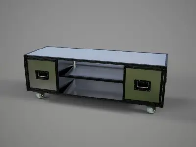Sideboard PBR Game Ready industrial style tv stand on wheels Low-poly 3D model purchase