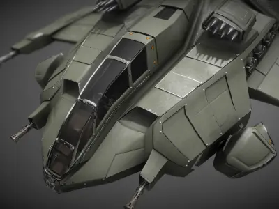 Sci-fi Futuristic Heavy Assault Fighter Low-poly 3D model