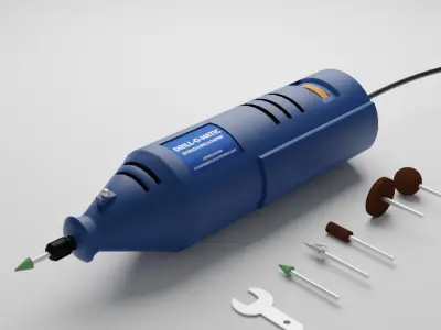 Mini-drill with accessories 3D model