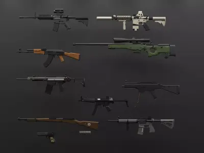 Weapon set different firearms 3D model