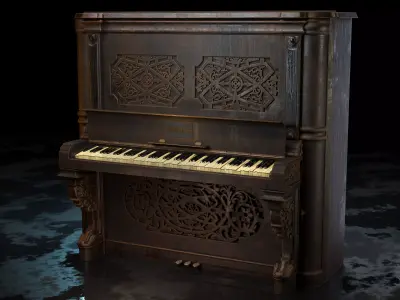 Old Antique Piano 3D model