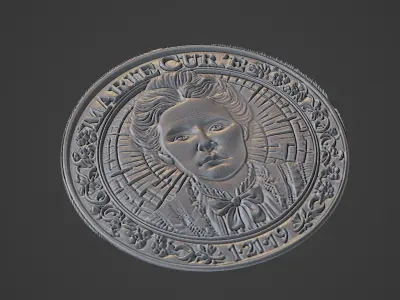 Marie Curie Medallion 3D print model
