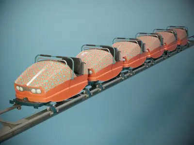 Roller Coaster Cart 02 PBR Game Ready Low-poly 3D model