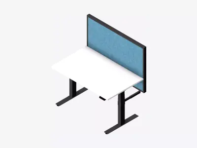 Desk - Adjustable - Integral - 3 Column - Single Low-poly 3D model