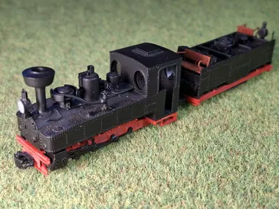 D-Feldbahn Locomotive HF with tender 1-87 H0f600mm resin 3D print model
