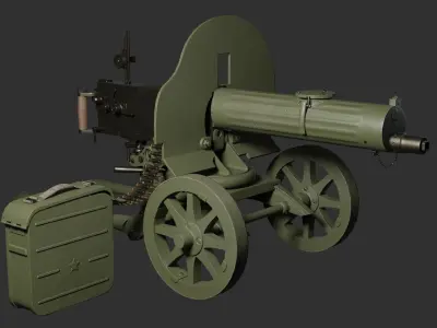Maxim machine gun Low-poly 3D model