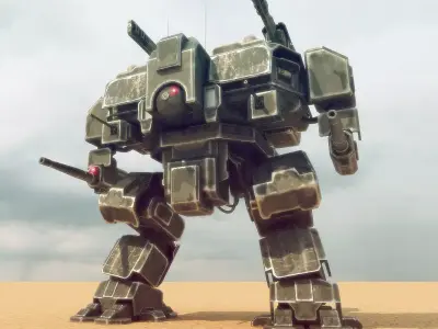 Heavy assault walker Mech Low-poly 3D model