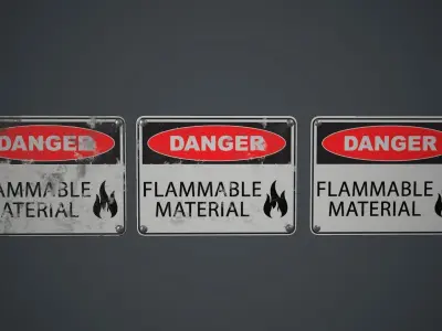 Plastic Danger Sign 3 PBR Game Ready Low-poly 3D model