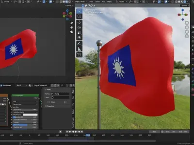Animated Taiwan Flags  3D model