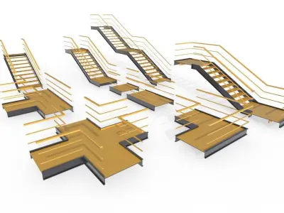 Modular Industrial Stairs Pack 1 Low-poly 3D model