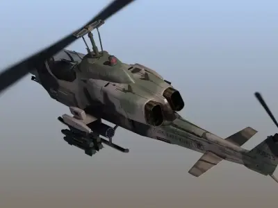 AH-1W Cobra Helicopter Gunship 3D Game Model Low-poly 3D model
