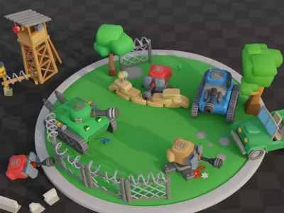 Army Pack Cute Series Low-poly 3D model