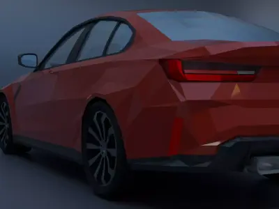 Low Poly Stylized Sports Sedan - Game Ready Low-poly 3D model