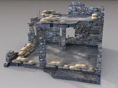 outpost ruins place Low-poly 3D model