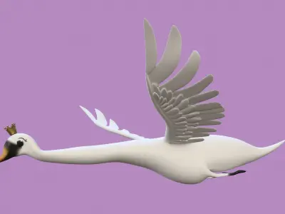 Stylized Toon Swan rigged 3D model