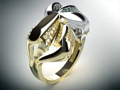 woman diamond ring 2 part  R00099 3D print model