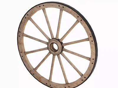 Vintage Wood Wheel 03 Low-poly 3D model