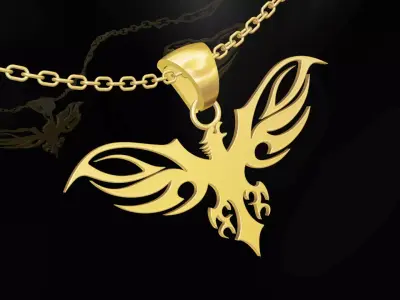 Eagle gold pendant jewelry 3D print model