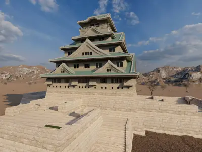  Osaka Castle-Hikone Japanese Castle 3D model