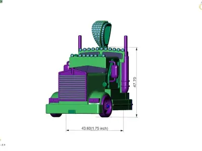 Custom Semi Truck Diamond Pendant - Rig Truck Vehicle Diamond  3D print model