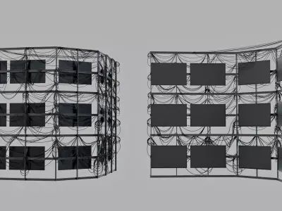 Multi Screen Display Wall Setup Low-poly 3D model