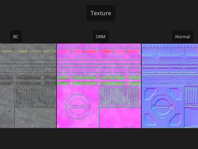 Si-Fi tunnel trim sheet Low-poly 3D model