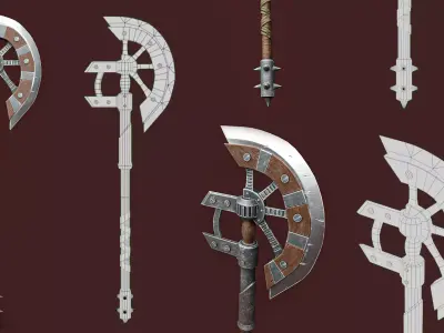 Steampunk Axe Low-poly 3D model purchase